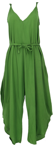 Plain-colored jumpsuit, summer jumpsuit, trouser dress - grass green