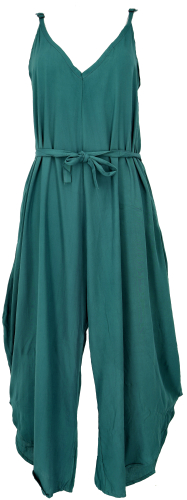 Plain jumpsuit, summer jumpsuit, trouser dress - dark green