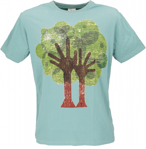 Retro T-Shirt, Tree save earth T-Shirt - Tree/aqua
