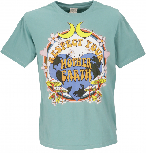 Retro T-Shirt, Tree save earth T-Shirt - Mother earth/aqua