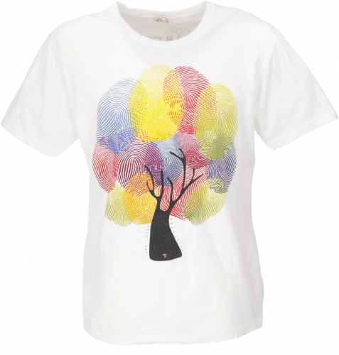 Retro T-Shirt, Tree save earth T-Shirt - Finger print/white