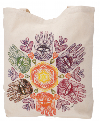 No time shopper bag, sturdy shopping bag, beach bag, yoga bag - Hamsa Hand - 48x45x13 cm 
