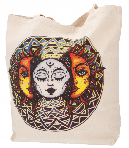 No time shopper bag, sturdy shopping bag, beach bag, yoga bag - sun-moon - 48x45x13 cm 