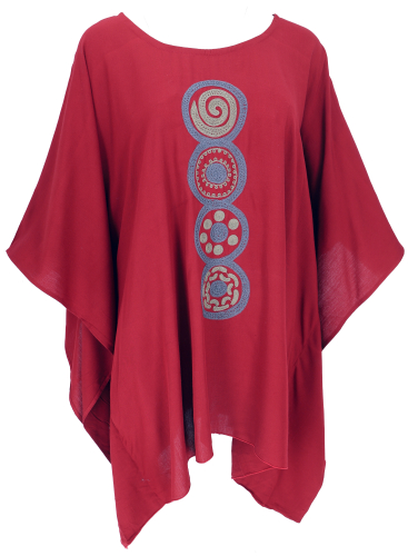 Embroidered hippie poncho dress, mini dress tunic, kaftan, beach dress, maxi size - red