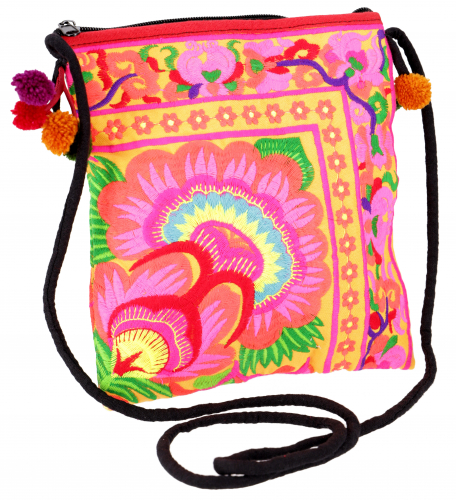 Shoulder bag, hippie bag Chiang Mai, embroidered bag - turmeric - 22x20x5 cm 