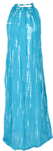 Batik Maxikleid, Boho Strandkleid, high neck Sommerkleid, langes Kleid - blau