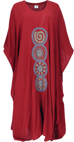 Long embroidered boho summer dress, kaftan, maxi size - red