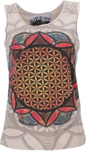 Mirror tank top, yoga top - Flower of life/taupe