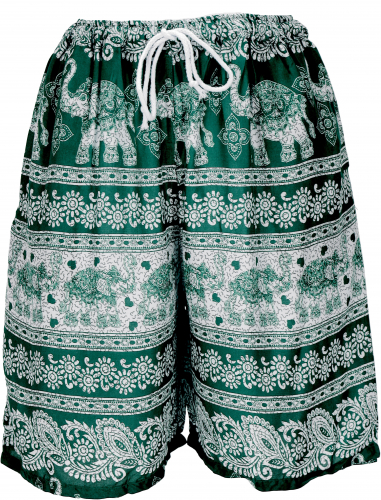 Leichte Shorts, kurze Unisex Hose mit Elefanten-Print - grn