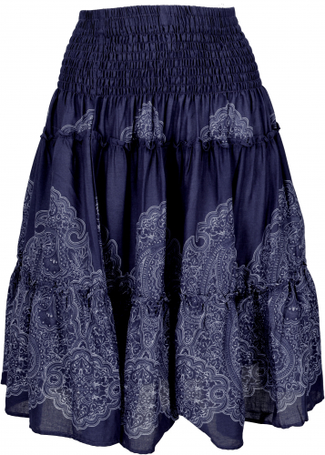 Tiered skirt, comfortable mini skirt, boho summer skirt - blue