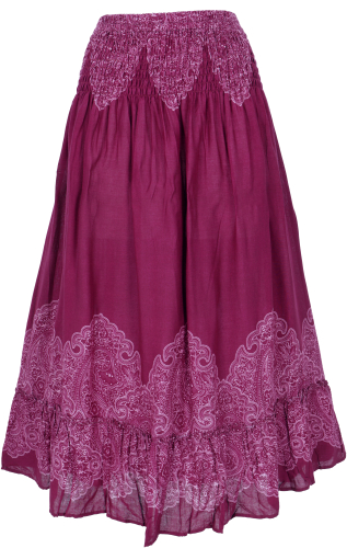 Boho tiered skirt, beach skirt, 3/4 summer skirt - wine red