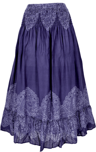 Boho tiered skirt, beach skirt, 3/4 summer skirt - blue