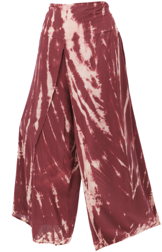 Palazzo pants, wide open boho summer pants, batik culottes - wine red