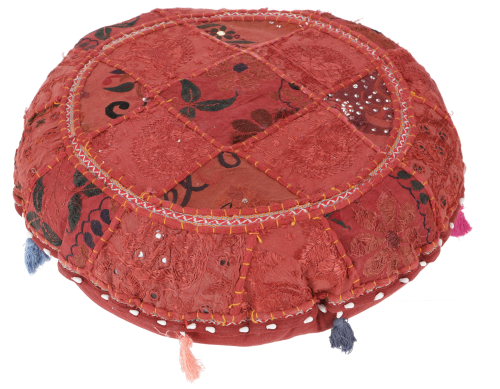 Round patchwork seat cushion with cotton filling - red - 15x55x55 cm  55 cm
