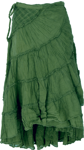Boho wrap skirt, crinkle skirt, maxi skirt, flamenco skirt - green