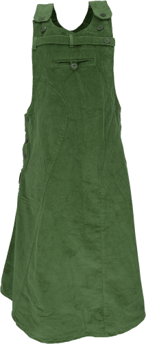 Corduroy bib skirt, strap dress, hippie skirt - green