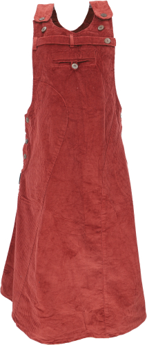 Corduroy bib skirt, strap dress, hippie skirt - rust orange