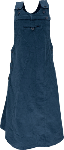 Corduroy bib skirt, strap dress, hippie skirt - dark blue