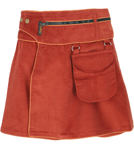 Wrap skirt, corduroy mini skirt - rust orange