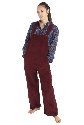 Corduroy dungarees, boho pants, jumpsuit, overall - wine red