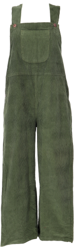 Corduroy dungarees, boho pants, jumpsuit, overall - olive green