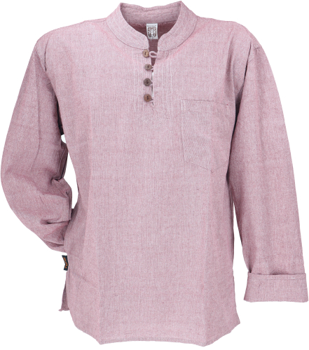 Nepal ethno yoga shirt with coconut buttons, kurta shirt, casual shirt with stand-up collar - antique pink