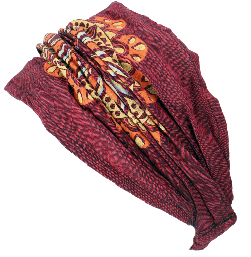 Haarband, Kopfband, Bandana farbenfrohem Mandala, Kopfbedeckung - weinrot #2