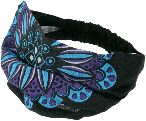 Haarband, Kopfband, Bandana farbenfrohem Mandala, Kopfbedeckung - schwarz