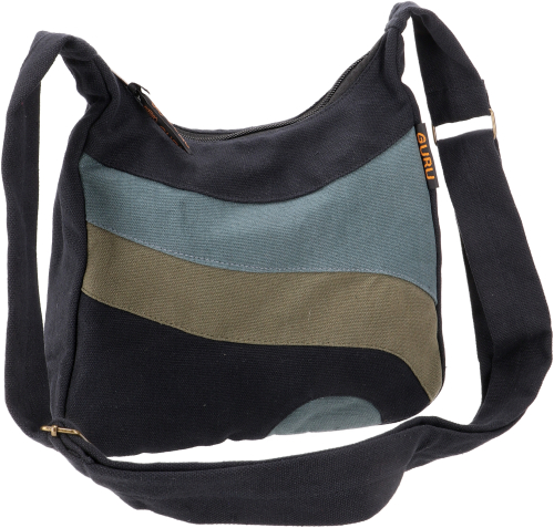 Boho shoulder bag, hippie bag from Nepal - black/gray - 19x23x6 cm 
