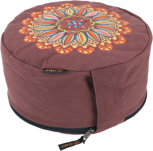 Yoga cushion, yoga cushion, printed meditation cushion with spelt filling - brown - 13x30x30 cm  30 cm