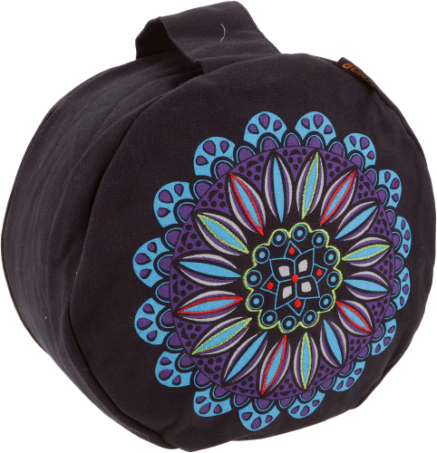 Yoga cushion, yoga cushion, printed meditation cushion with spelt filling - black - 13x30x30 cm  30 cm