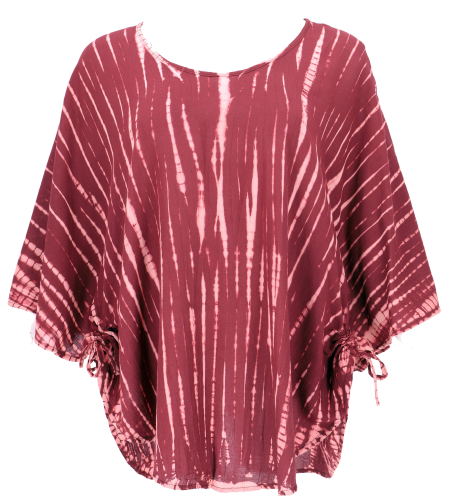 Plus size batik kaftan blouse, wide blouse top for strong women - wine red