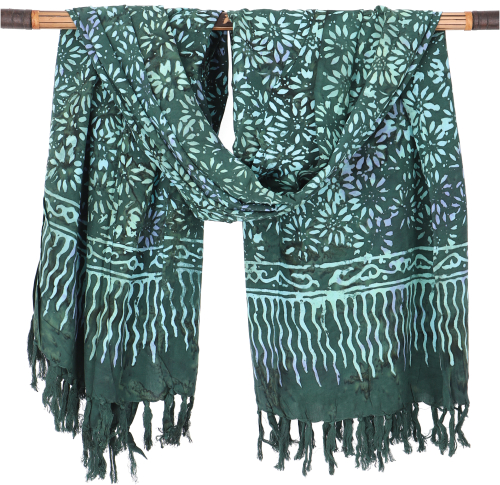 Bali batik sarong dress, wrap skirt, sarong, beach cloth with sarong buckle - design 4/green - 160x100 cm