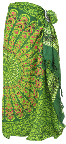 Bali sarong, wall scarf, wrap skirt, mandala pareo - green - 160x115 cm