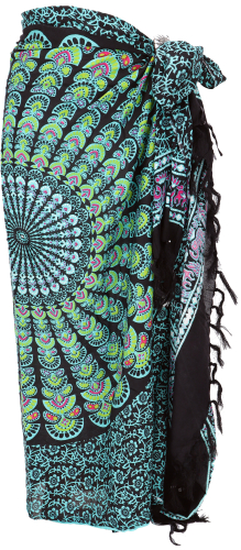 Bali sarong, wall scarf, wrap skirt, mandala pareo - black - 160x115 cm