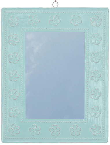 Mirror with hand-embossed aluminum frame - Model 5 green - 35x28x1 cm 