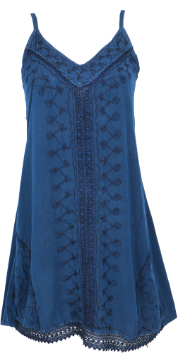 Besticktes indisches Boho Kleid, Sommerkleid, Minikleid hippie chic - dunkelblau