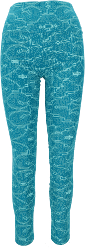 Psytrance yoga pants, printed Goa leggings - petrol