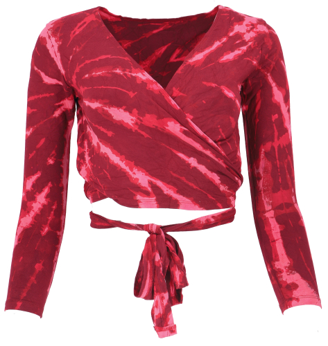 Batik wrap top, yoga top, long-sleeved shirt - pink