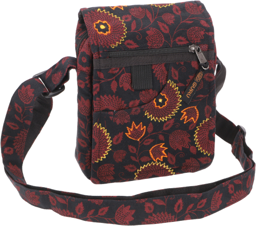 Small shoulder bag, embroidered boho shoulder bag, ethnic bag - black/red _1 - 20x16x6 cm 