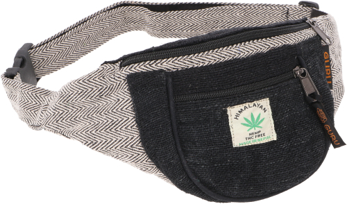 Practical belt bag, ethno bum bag, side bag - black - 15x20x5 cm 