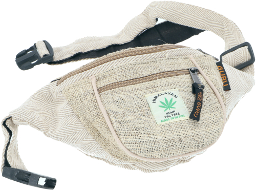 Practical belt bag, ethno fanny pack, side bag - linen-colored - 15x20x5 cm 