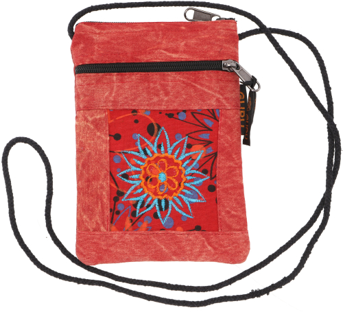 Boho chest pouch, passport pouch - red - 18x12x1 cm 