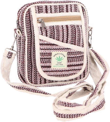 Natural shoulder bag made from hemp and cotton, boho ethnic bag, camera bag - 6 - 20x16x4 cm 