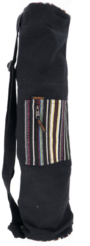 Boho Yogamatten-Tasche, Yogatasche aus Nepal - schwarz - 70x24x14 cm  14 cm