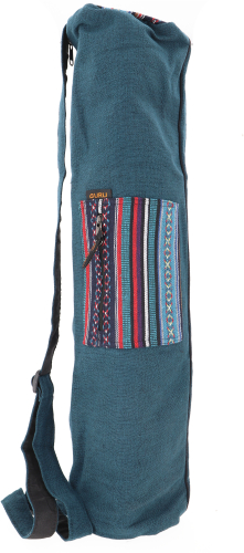 Boho Yogamatten-Tasche, Yogatasche aus Nepal - petrol - 70x24x14 cm  14 cm