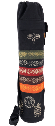 Boho yoga mat bag, batik yoga bag from Nepal - black - 70x23x13 cm  13 cm