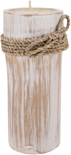 Exothic candle in bamboo - 20 cm white