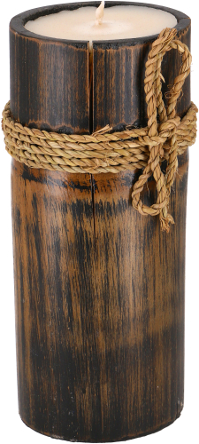 Exotic candle in bamboo - 20 cm brown