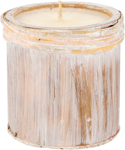 Exotic candle in bamboo - 9 cm white
